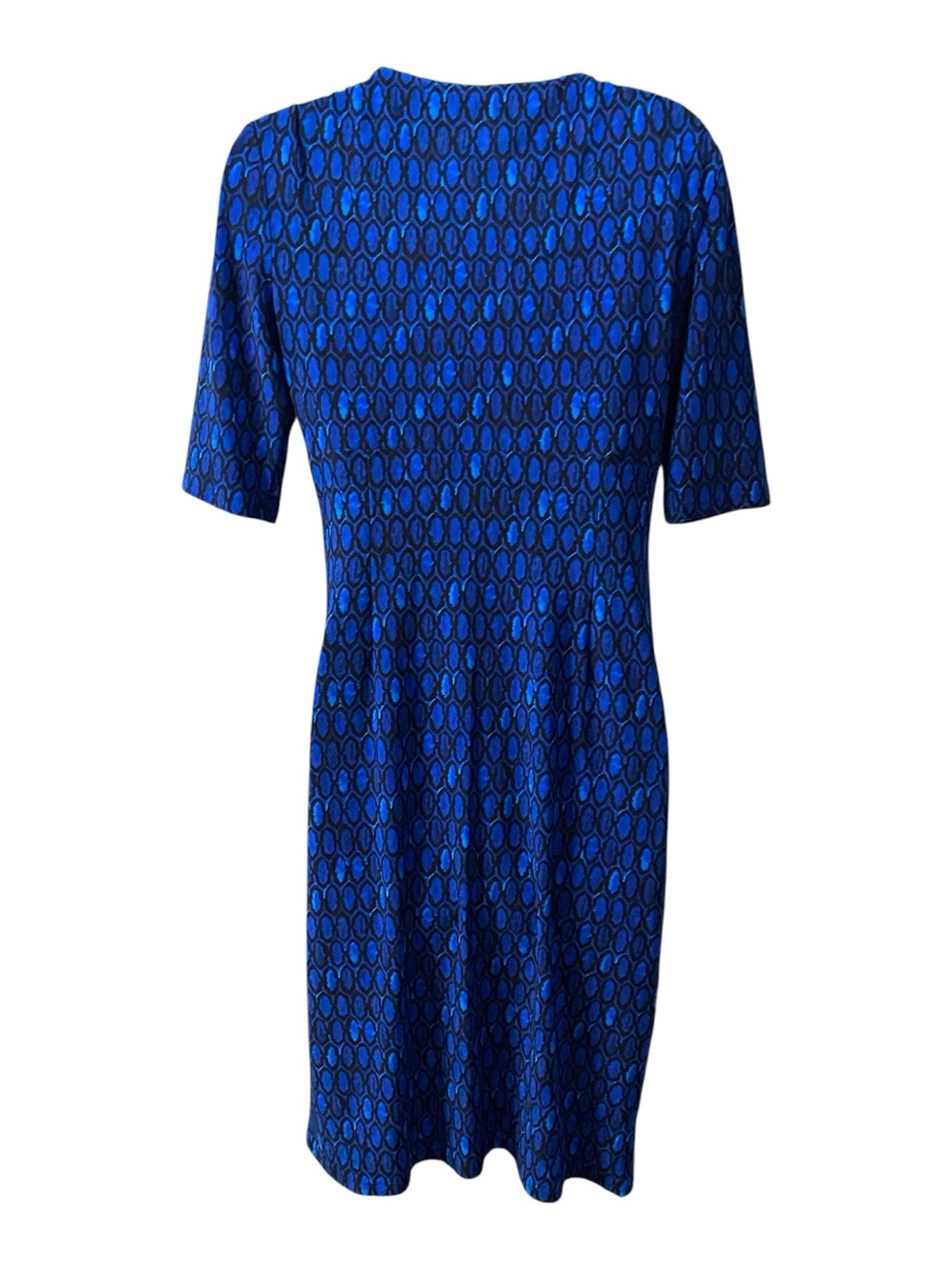 Lauren Ralph Lauren Black/Blue 3/4 sleeve Stretch V-neck Faux wrap Dress Size 4 - Picture 4 of 9
